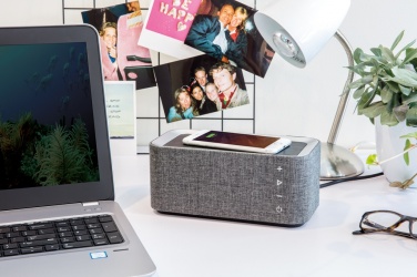 Logo trade corporate gift photo of: Vogue wireless charging speaker