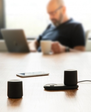 Logo trade promotional giveaways picture of: Double induction charging speaker