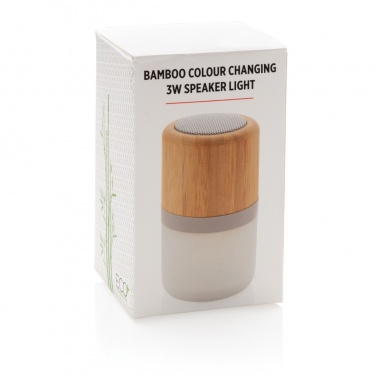 Logo trade promotional gift photo of: Bamboo colour changing 3W speaker light