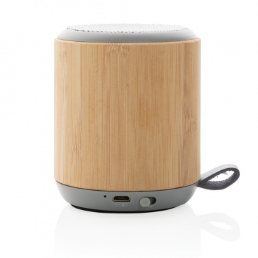 Logo trade promotional merchandise picture of: Bamboo and fabric 3W wireless speaker