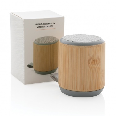 Logo trade promotional merchandise photo of: Bamboo and fabric 3W wireless speaker