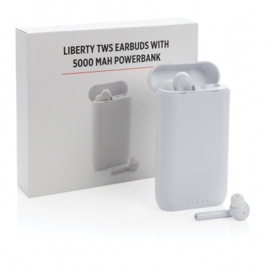 Logo trade corporate gift photo of: Liberty TWS earbuds with 5.000 mAh powerbank