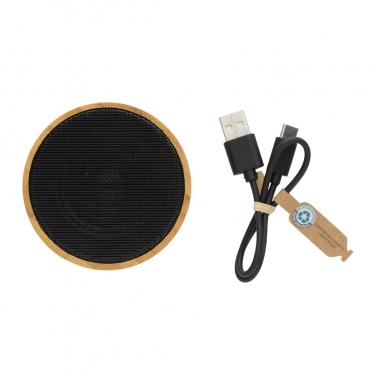 Logo trade corporate gifts image of: RCS recycled plastic and bamboo 3W wireless speaker