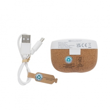 Logotrade promotional item image of: Oregon RCS recycled plastic and cork TWS earbuds
