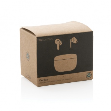 Logotrade corporate gift image of: Oregon RCS recycled plastic and cork TWS earbuds