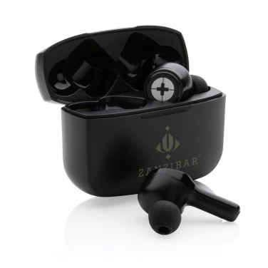 Logo trade corporate gifts image of: RCS recycled plastic Swiss Peak ANC TWS earbuds