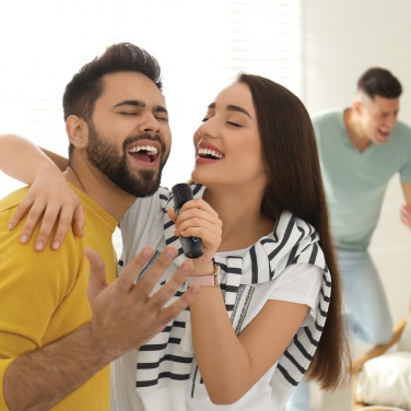Logotrade promotional items photo of: Singvibe RCS recycled plastic karaoke set with double mic