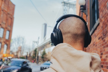Logotrade promotional giveaway image of: Irvine RCS recycled and repairable ANC wireless headphone