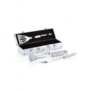 Logo trade promotional merchandise picture of: 3 pcs barbecue set in aluminium box