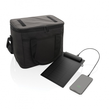 Logo trade advertising products picture of: Pedro AWARE™ RPET deluxe cooler bag with 5W solar panel