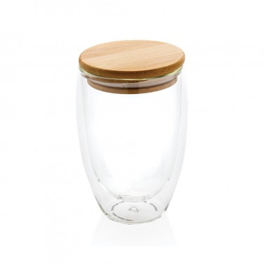 Logotrade promotional merchandise photo of: Double wall borosilicate glass with bamboo lid 350ml