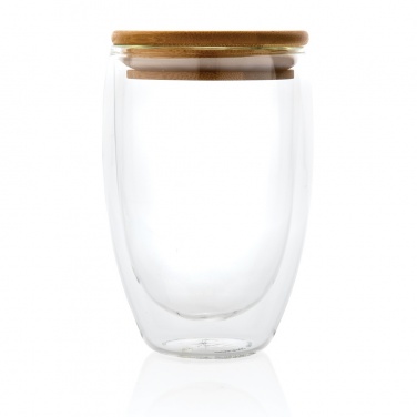 Logotrade promotional product picture of: Double wall borosilicate glass with bamboo lid 350ml