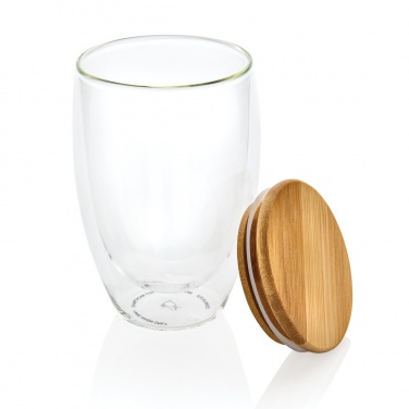 Logotrade advertising product picture of: Double wall borosilicate glass with bamboo lid 350ml
