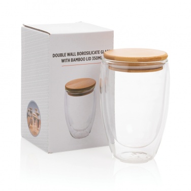 Logotrade promotional merchandise picture of: Double wall borosilicate glass with bamboo lid 350ml