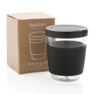 Logotrade promotional gift image of: Ukiyo borosilicate glass with silicone lid and sleeve