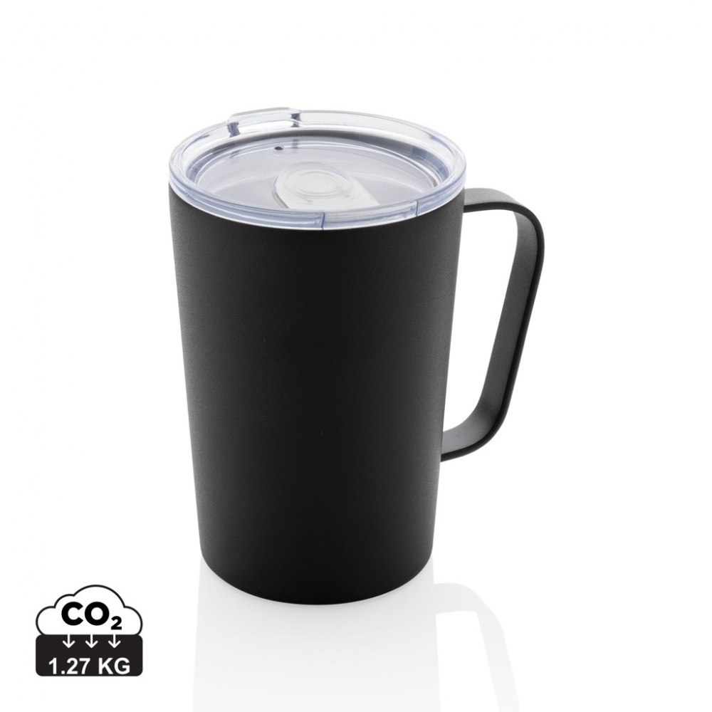 Logo trade promotional products picture of: RCS Recycled stainless steel modern vacuum mug with lid