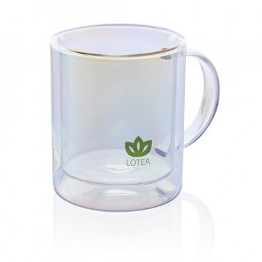 Logo trade promotional items image of: Deluxe double wall electroplated glass mug