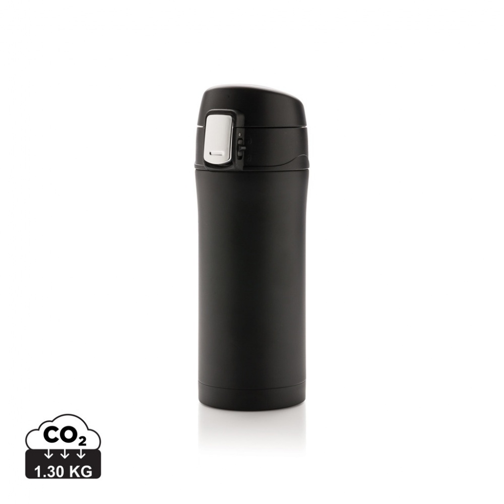 Logo trade corporate gifts picture of: RCS Recycled stainless steel easy lock vacuum mug