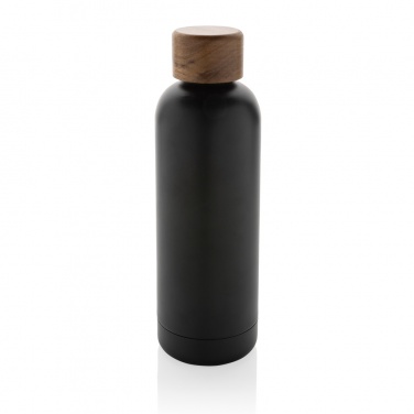 Logo trade corporate gift photo of: Wood RCS certified recycled stainless steel vacuum bottle