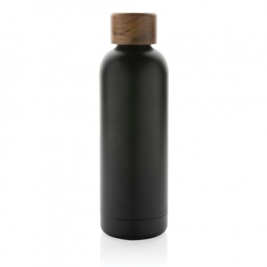 Logo trade corporate gift photo of: Wood RCS certified recycled stainless steel vacuum bottle