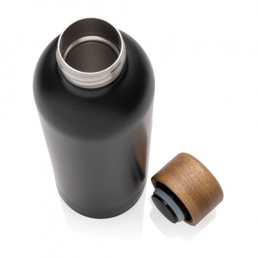 Logo trade corporate gift photo of: Wood RCS certified recycled stainless steel vacuum bottle