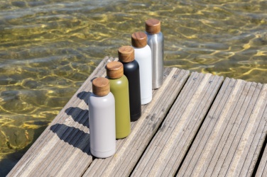 Logotrade promotional item image of: Wood RCS certified recycled stainless steel vacuum bottle
