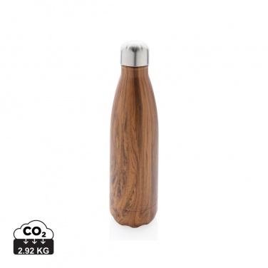 Logo trade promotional products image of: Vacuum insulated stainless steel bottle with wood print