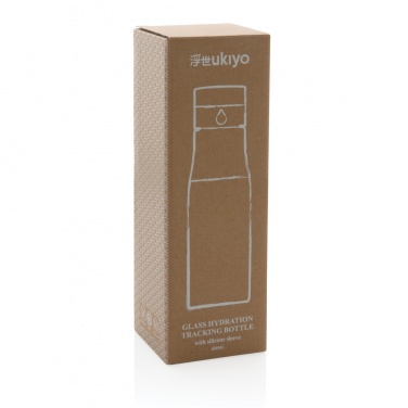 Logotrade promotional item image of: Ukiyo glass hydration tracking bottle with sleeve