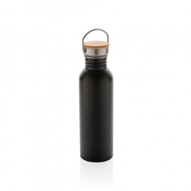 Logo trade business gifts image of: Modern stainless steel bottle with bamboo lid