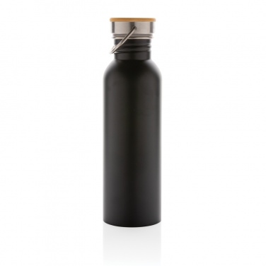 Logo trade advertising products picture of: Modern stainless steel bottle with bamboo lid