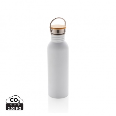 Logo trade promotional merchandise picture of: Modern stainless steel bottle with bamboo lid