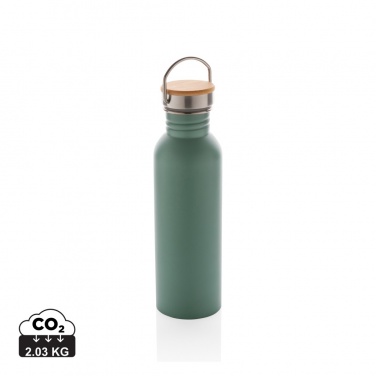 Logo trade promotional items picture of: Modern stainless steel bottle with bamboo lid
