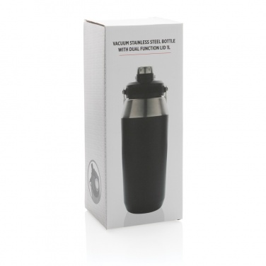 Logo trade advertising products picture of: Vacuum stainless steel dual function lid bottle 1L