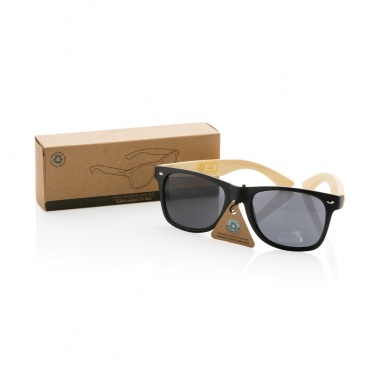 Logo trade promotional merchandise picture of: Bamboo and RCS recycled plastic sunglasses
