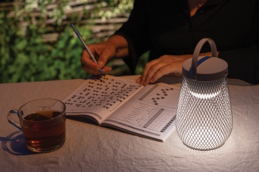 Logo trade advertising products image of: Aurora RCS recycled plastic USB re-chargeable table lamp