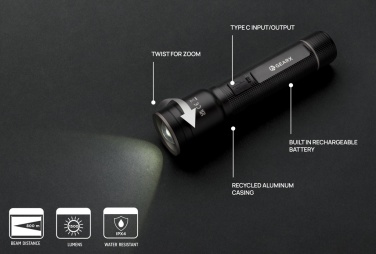 Logotrade corporate gift picture of: RCS recycled aluminum USB-rechargeable heavy duty torch