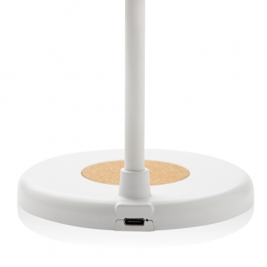 Logo trade advertising product photo of: Zenara RCS recycled plastic and cork 15W wireless desk lamp