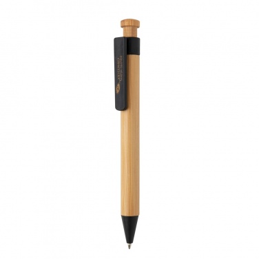 Logo trade advertising products image of: Bamboo pen with wheatstraw clip