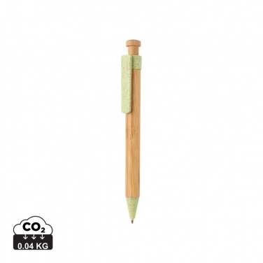 Logo trade promotional items image of: Bamboo pen with wheatstraw clip