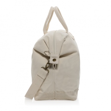 Logo trade corporate gifts image of: Kezar AWARE™ 500 gsm recycled canvas deluxe weekend bag