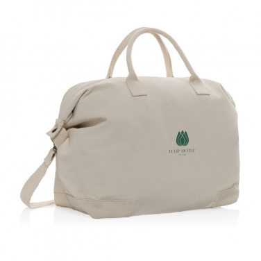Logo trade business gifts image of: Kezar AWARE™ 500 gsm recycled canvas deluxe weekend bag