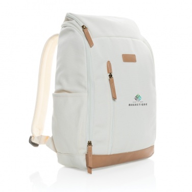 Logo trade promotional merchandise image of: Impact AWARE™ 16 oz. recycled canvas 15" laptop backpack