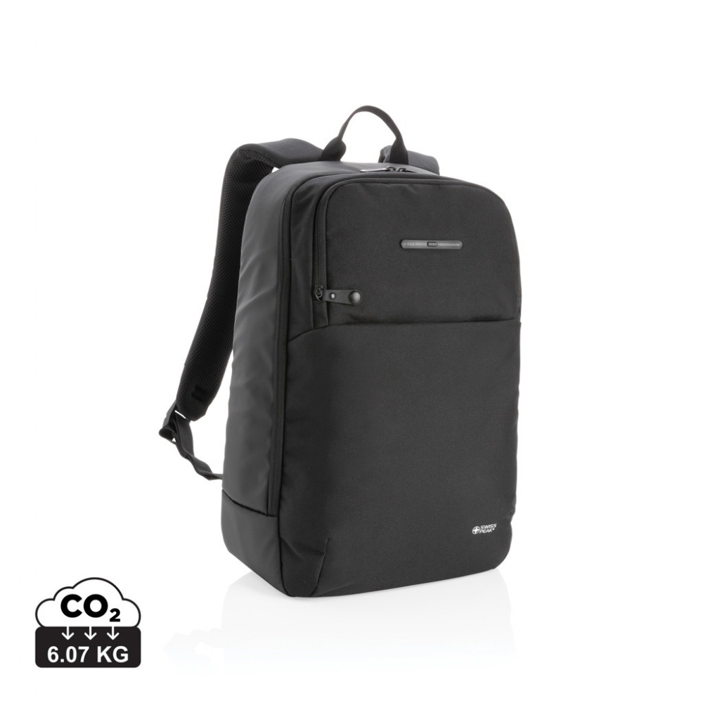 Logotrade promotional giveaway image of: Swiss Peak laptop backpack with UV-C steriliser pocket