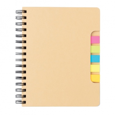 Logo trade promotional merchandise photo of: A5 Kraft spiral notebook with sticky notes