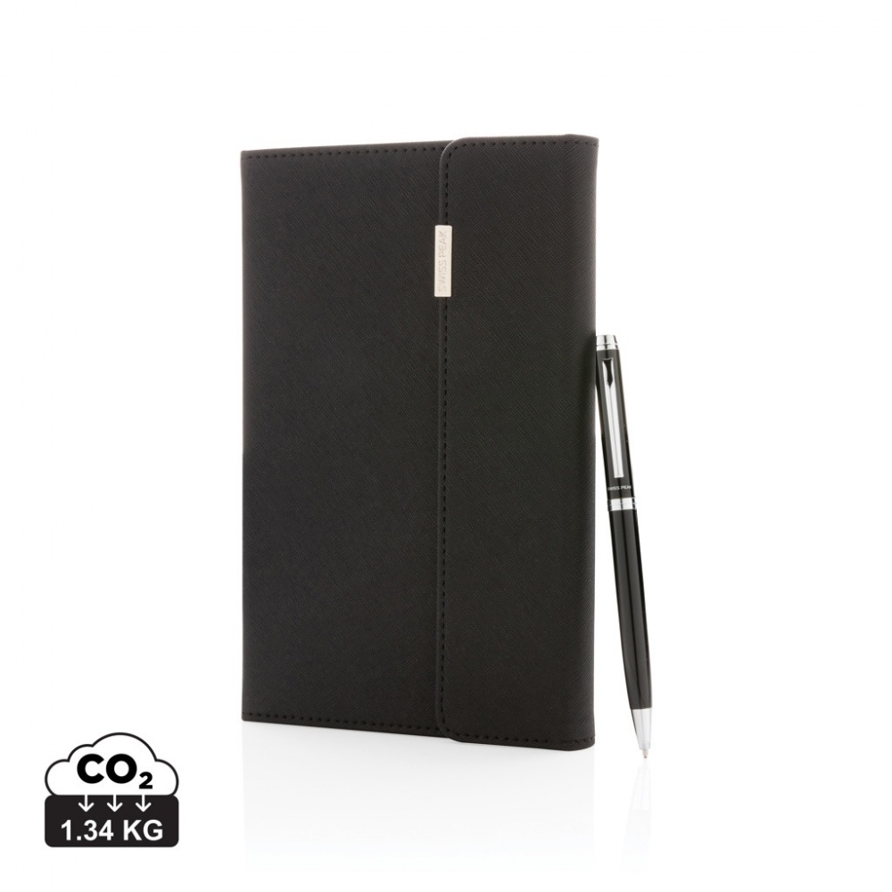 Logotrade promotional giveaway image of: Swiss Peak deluxe A5 notebook and pen set