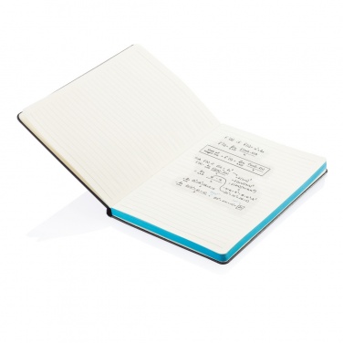 Logo trade promotional items image of: Deluxe hardcover A5 notebook with coloured side
