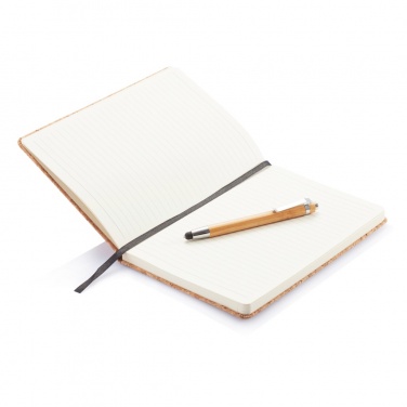 Logotrade corporate gift image of: A5 notebook with bamboo pen including stylus