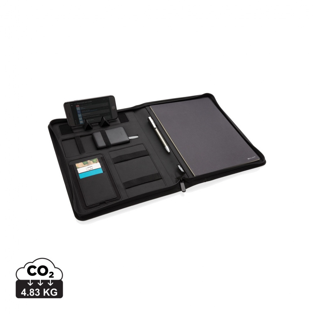 Logo trade promotional products image of: Air 5W wireless charging portfolio A4 w/ 5000 mAh powerbank