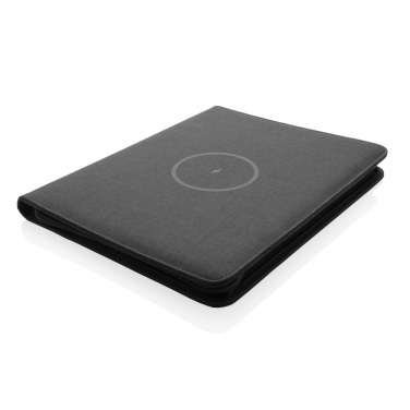 Logo trade promotional product photo of: Air 5W wireless charging portfolio A4 w/ 5000 mAh powerbank