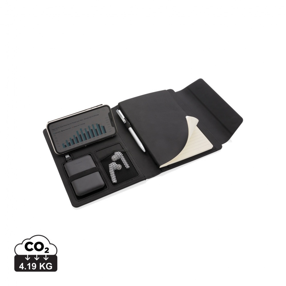Logo trade promotional gift photo of: Fiko wireless charging A5 portfolio with powerbank